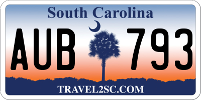 SC license plate AUB793
