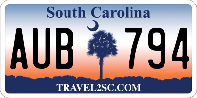 SC license plate AUB794