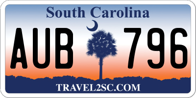SC license plate AUB796