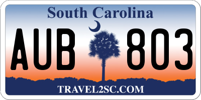 SC license plate AUB803