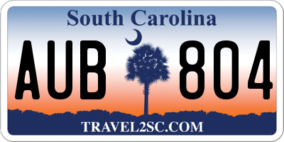 SC license plate AUB804