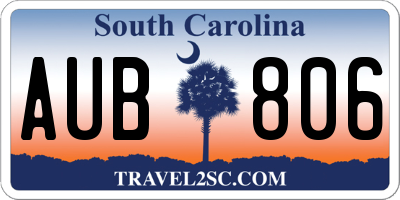 SC license plate AUB806