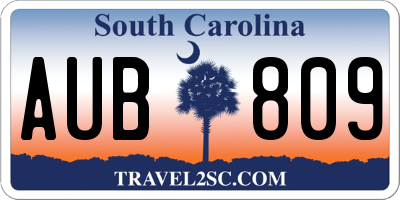 SC license plate AUB809