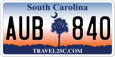 SC license plate AUB840