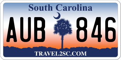 SC license plate AUB846
