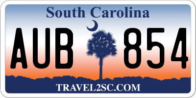 SC license plate AUB854