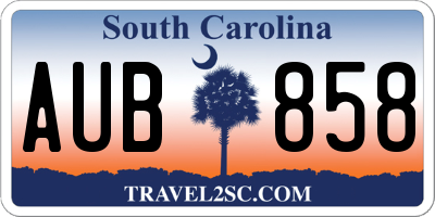 SC license plate AUB858