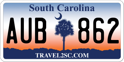 SC license plate AUB862