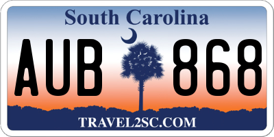 SC license plate AUB868