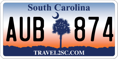 SC license plate AUB874