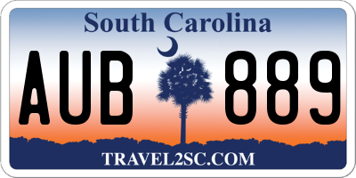 SC license plate AUB889