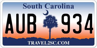 SC license plate AUB934