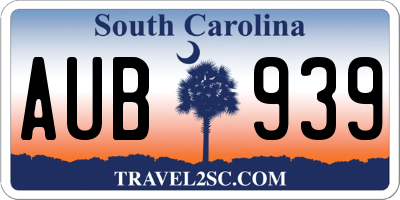 SC license plate AUB939