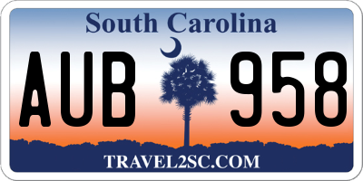 SC license plate AUB958