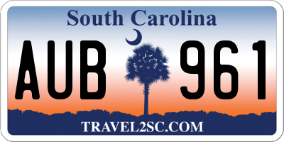 SC license plate AUB961