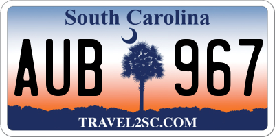 SC license plate AUB967