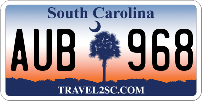 SC license plate AUB968