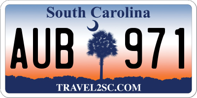 SC license plate AUB971