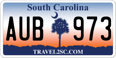 SC license plate AUB973