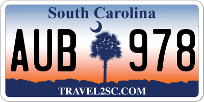 SC license plate AUB978