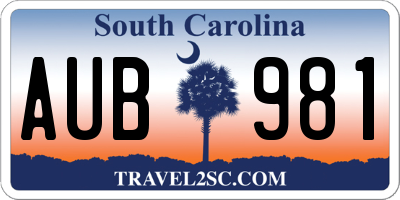 SC license plate AUB981