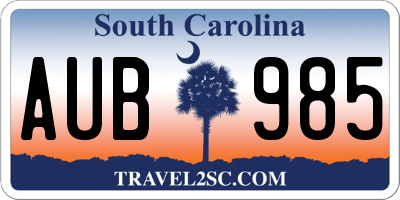 SC license plate AUB985