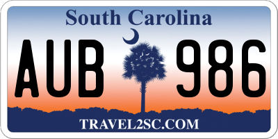 SC license plate AUB986