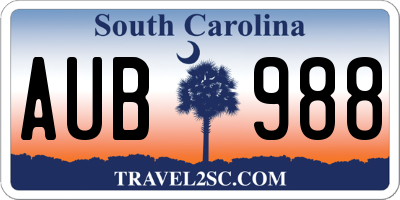 SC license plate AUB988