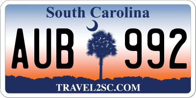 SC license plate AUB992