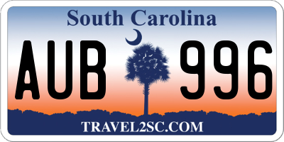 SC license plate AUB996