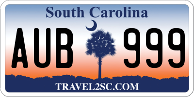 SC license plate AUB999