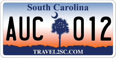 SC license plate AUC012