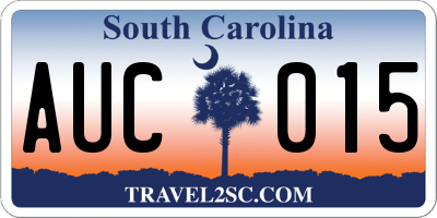 SC license plate AUC015