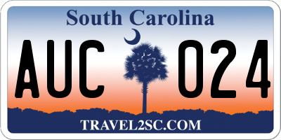 SC license plate AUC024