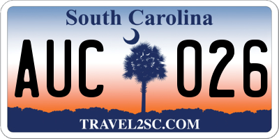 SC license plate AUC026