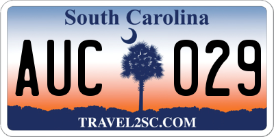 SC license plate AUC029