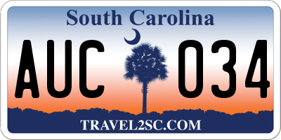 SC license plate AUC034