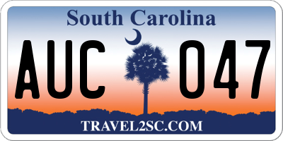 SC license plate AUC047