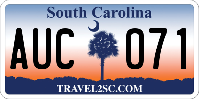SC license plate AUC071