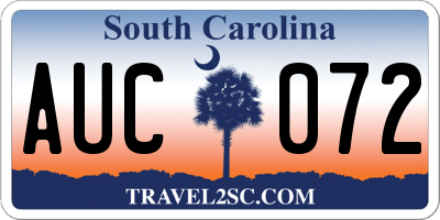 SC license plate AUC072