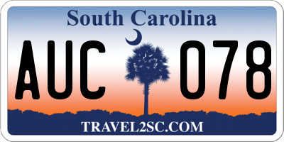 SC license plate AUC078