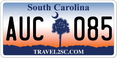 SC license plate AUC085