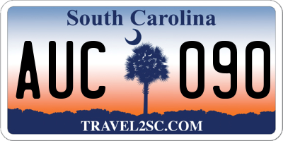 SC license plate AUC090