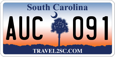 SC license plate AUC091