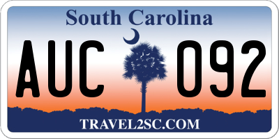 SC license plate AUC092