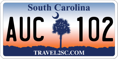 SC license plate AUC102