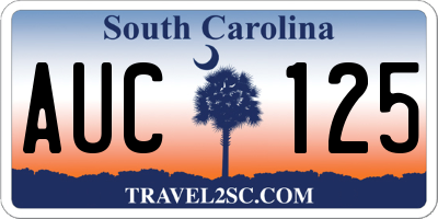 SC license plate AUC125