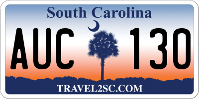 SC license plate AUC130