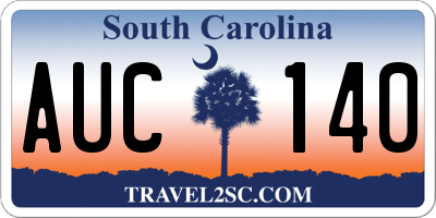 SC license plate AUC140