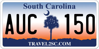 SC license plate AUC150